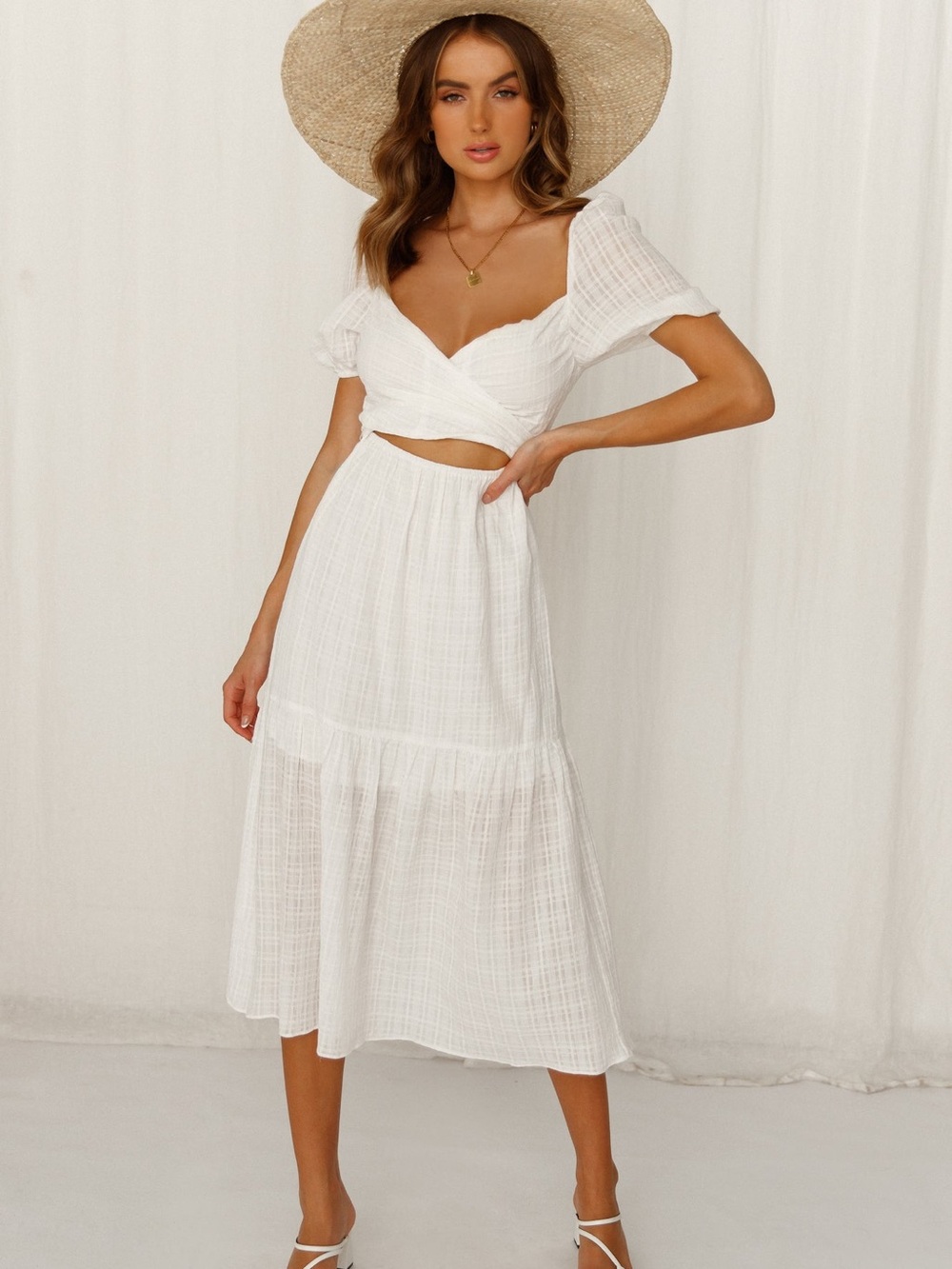 Hello Molly DO THIS MY WAY Midi Dress Ivory White Size XS Like New